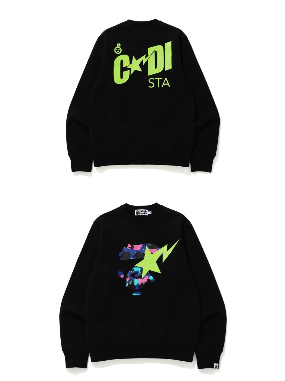 BAPE x Kid Cudi Black Graphic Star Crewneck Sweatshirt (M7)